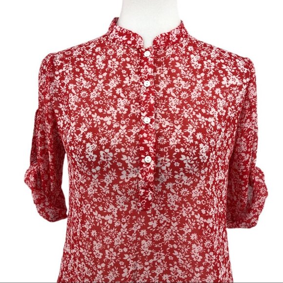 zink London Red Floral Print Tunic Style Top - Picture 2 of 8